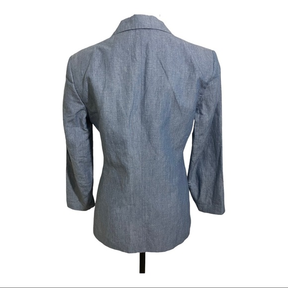Theory womens chambray blazer 2 buttons lined cotton linen blend size 6 - Picture 4 of 12